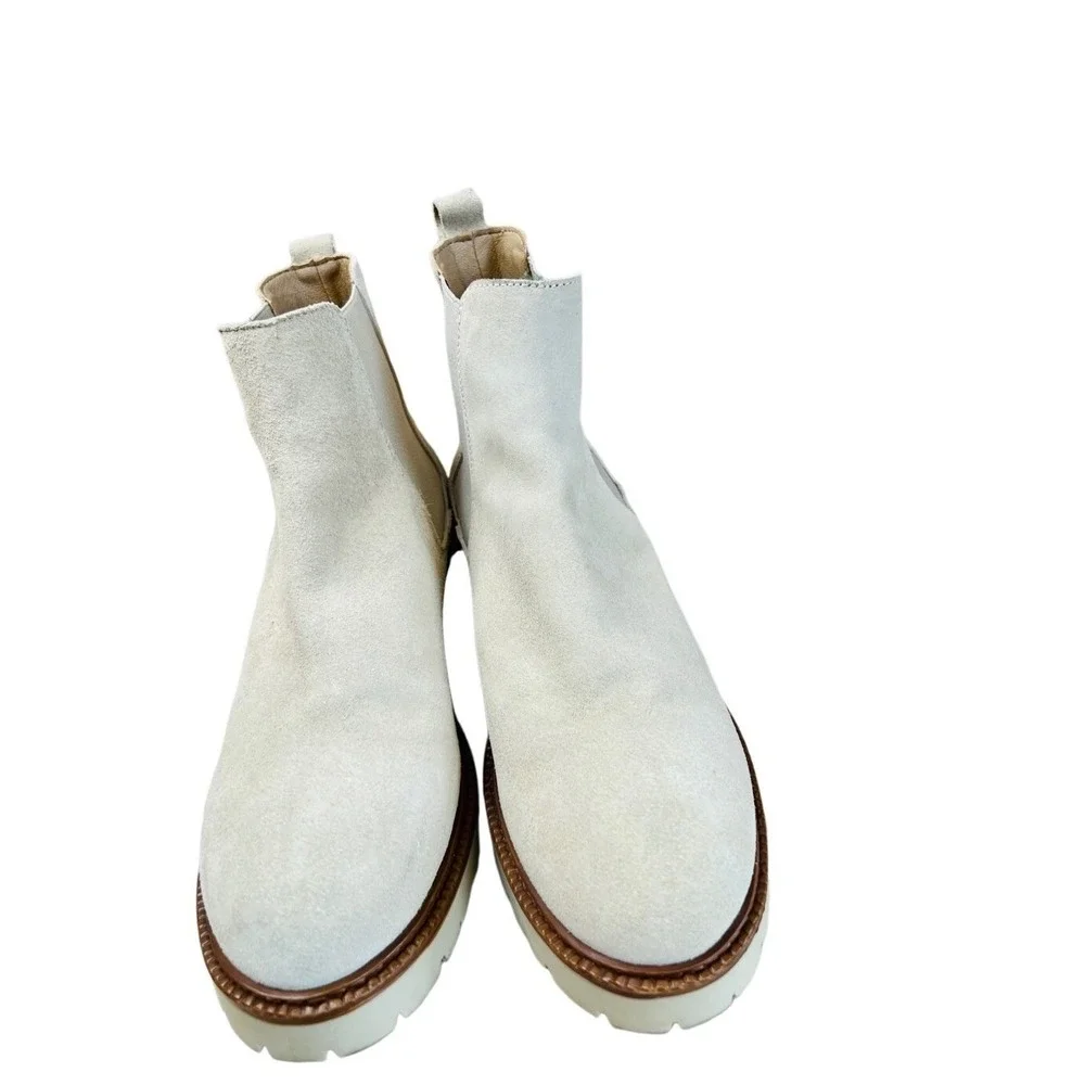 Enzo Tesoti Chelsea Cream Vegan Suede Leather Boots 40 Womens 9.5 Vanilla Girl‎